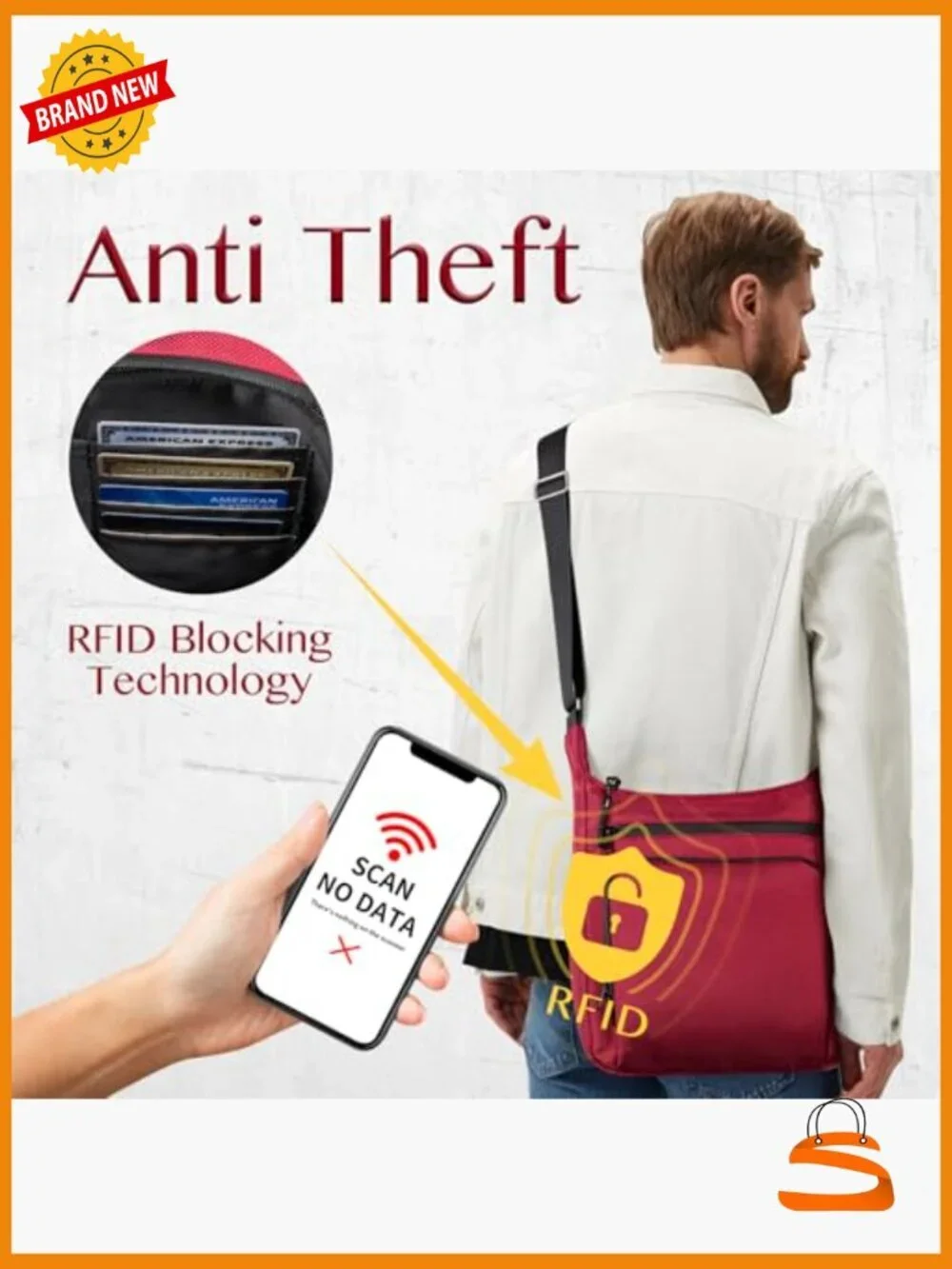 Anti Theft Sling Backpack Crossbody Shoulder Bag Travel Work